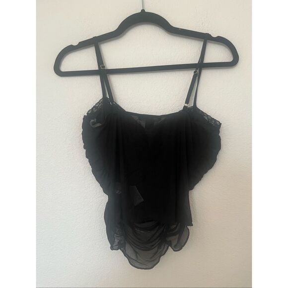 Forever 21 Black Mesh Ruched Camisole Top NEW - Picture 6 of 7